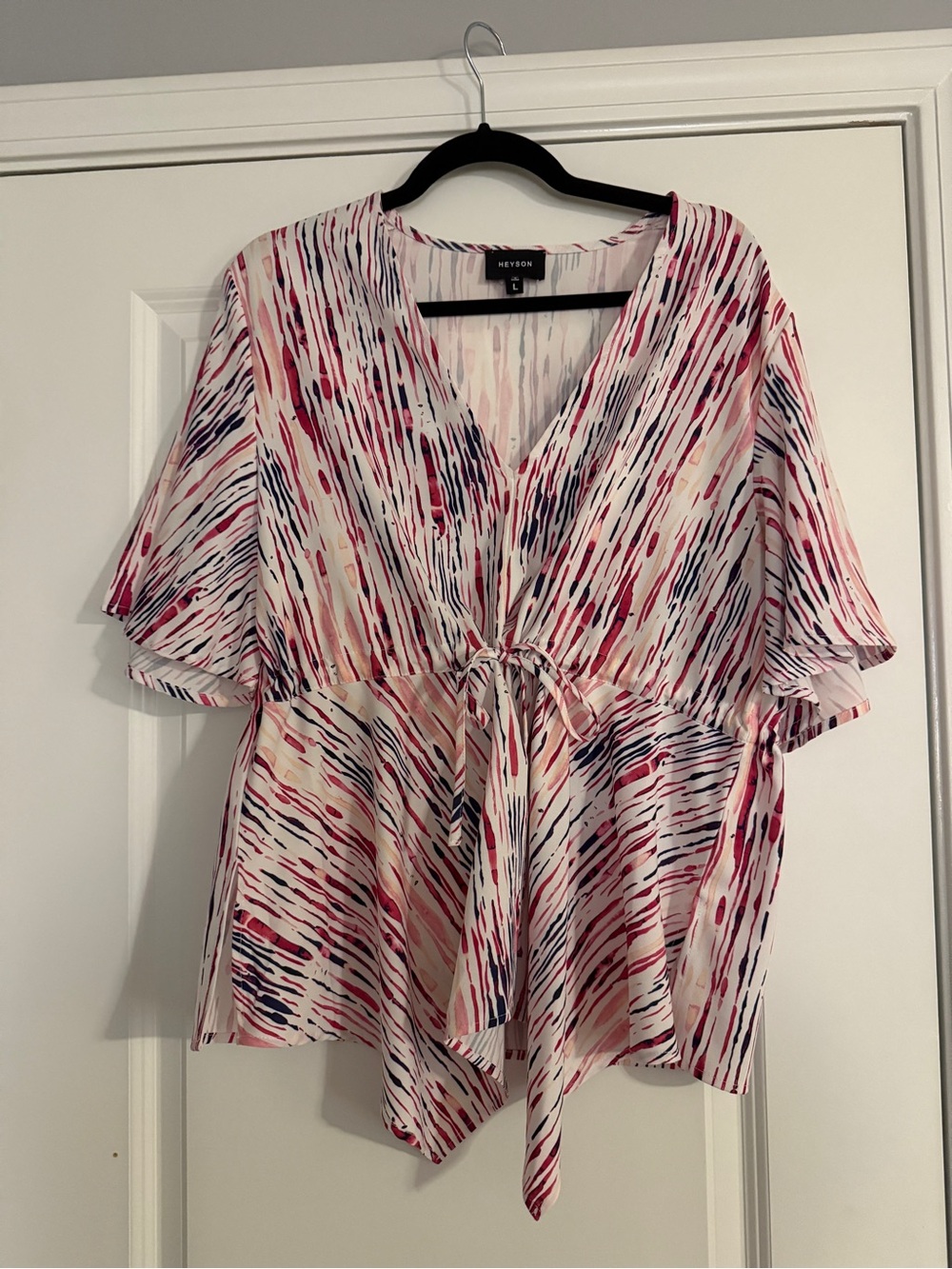 Tie-Front Pink Multi-Stripe Tunic Top
